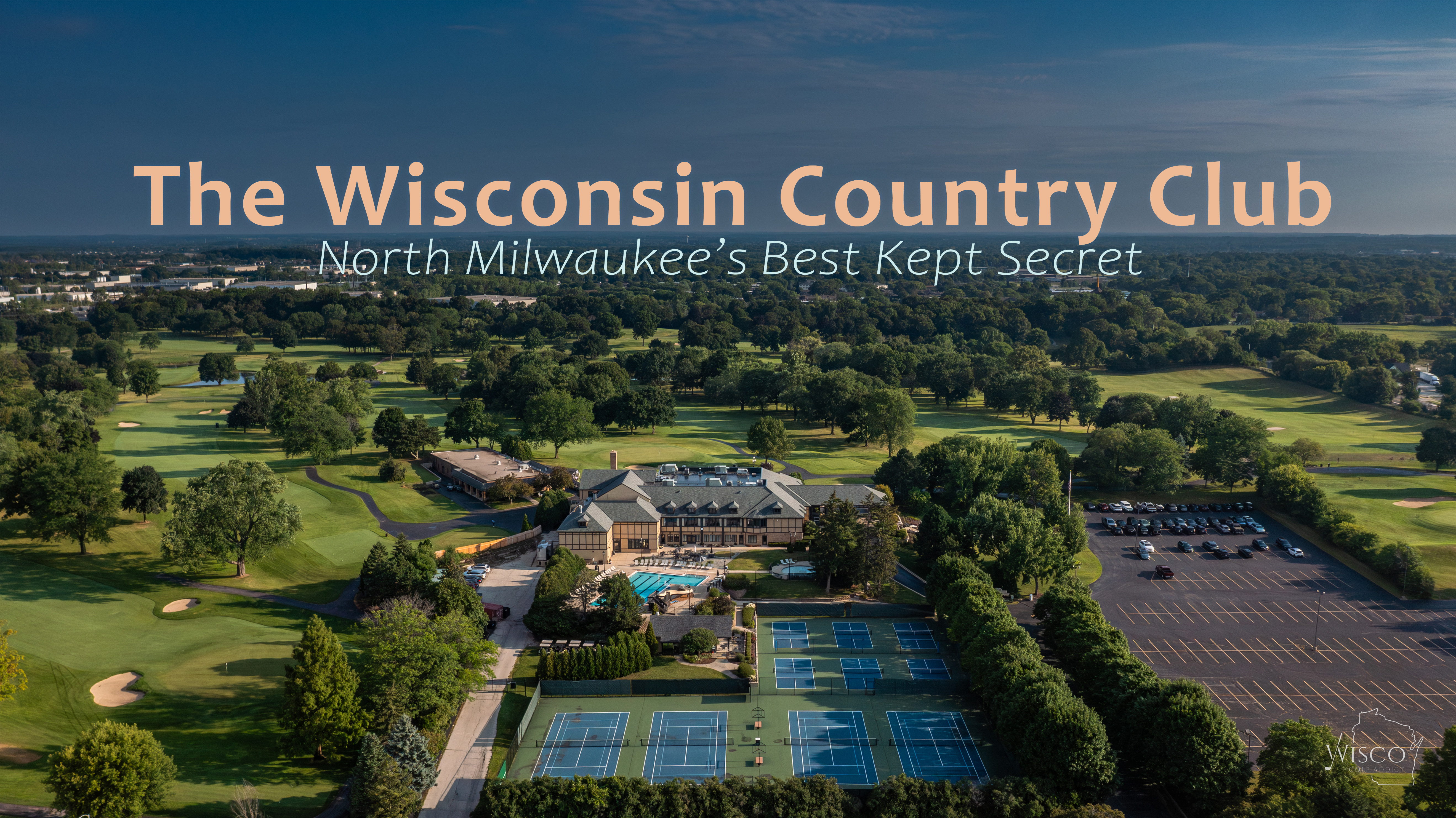 Drone photo of The Wisconsin Country Club on Milwaukee's north side. The Wisconsin Country Club golf course in Milwaukee, a hidden gem private golf club on the city’s north side.